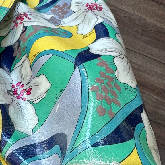 Guess Women's Floral Shoulder Bag Tote vintage Y2K- Green, Yellow, Blue - Picture 9 of 15